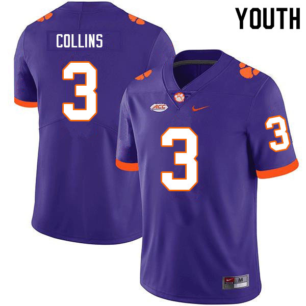 Youth #3 Dacari Collins Clemson Tigers College Football Jerseys Sale-Purple